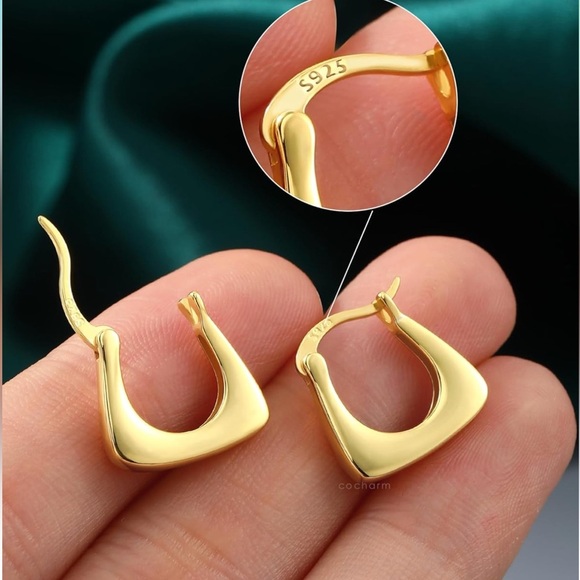 Elegant Gold Hoop Earrings-925 Sterling Silver - Picture 3 of 5